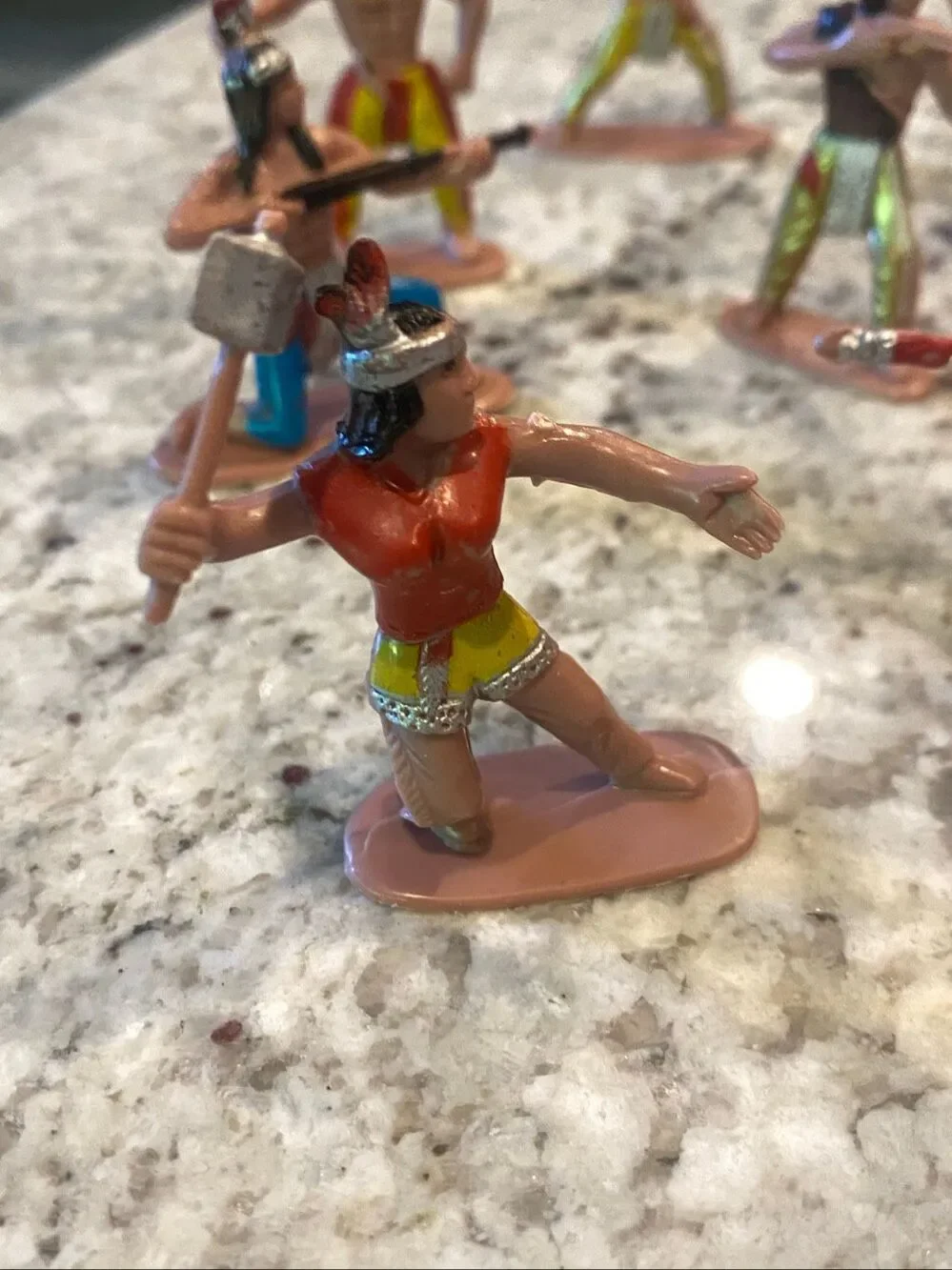 Plastic Native American Indian Warrior Toy Figures Lot of 8 Accessories